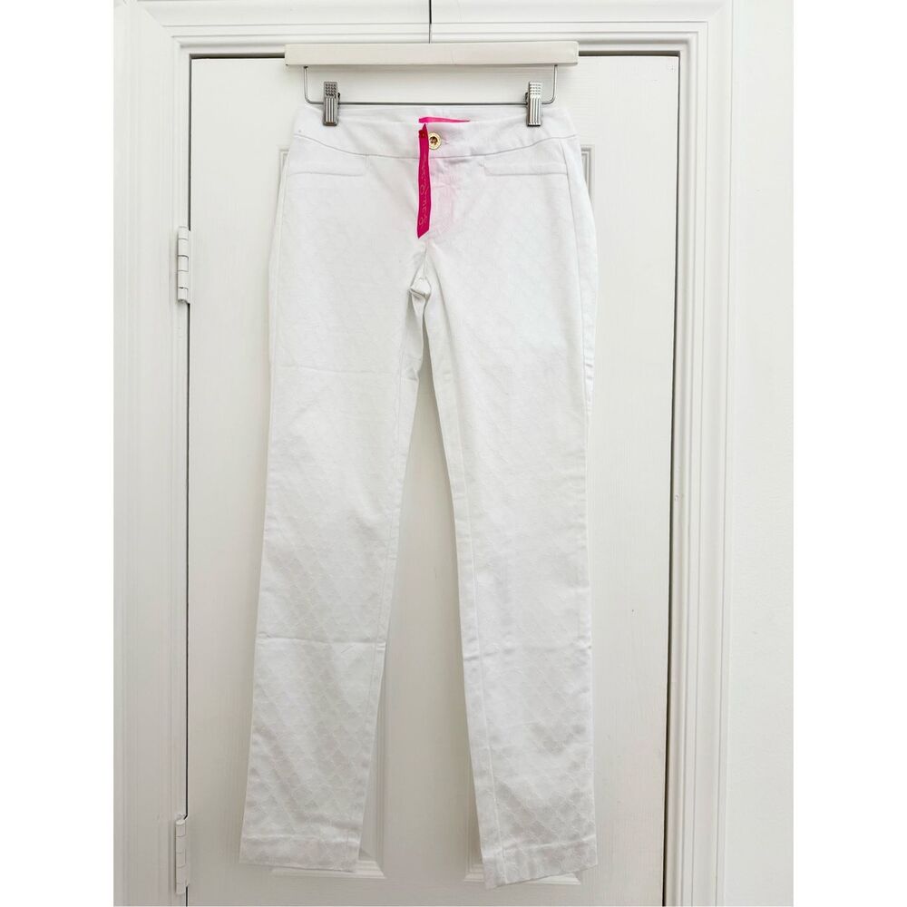 Lilly Pulitzer White Textured Jacquard Kelly Ankle Skinny‎ Pants Size 00 NWT